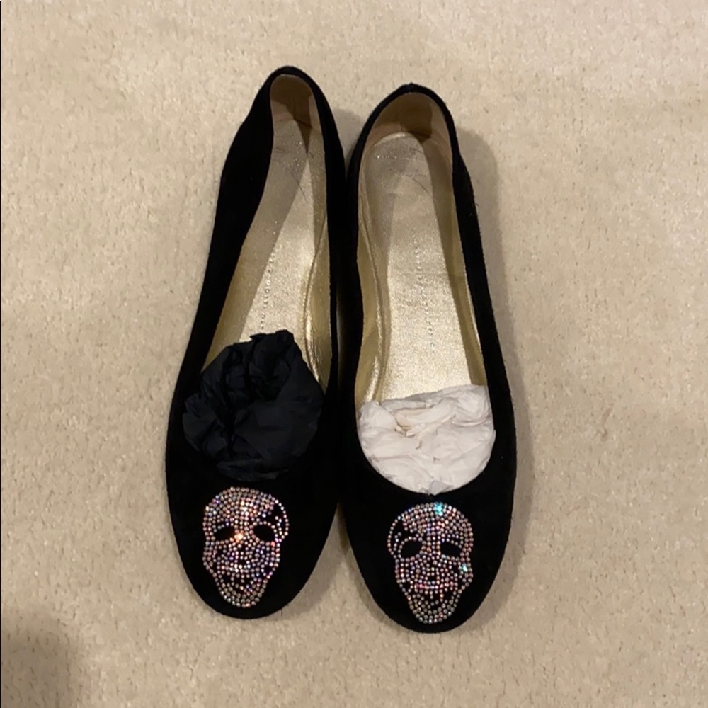 giuseppe zanotti rhinestone skull ballet flats